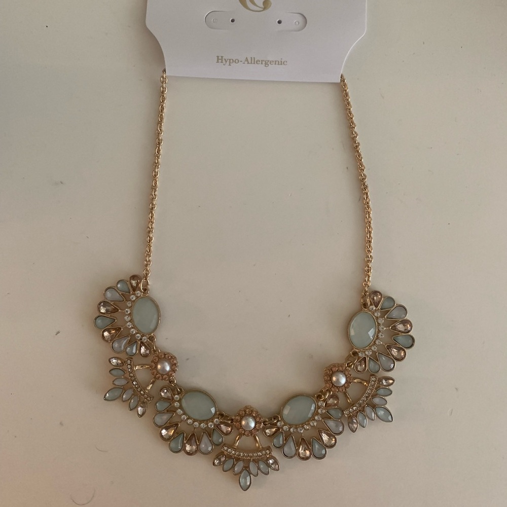 Seafoam Green and Gold Necklace